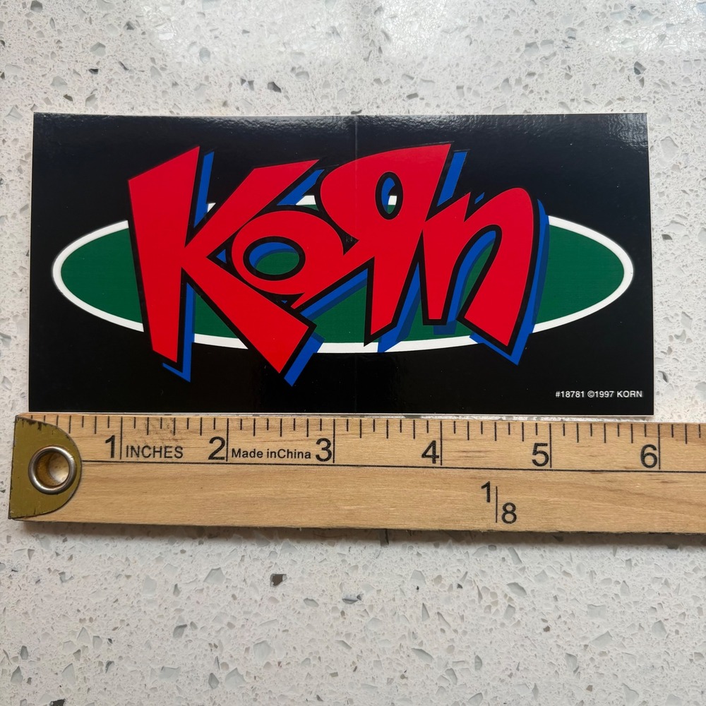 RARE Korn Deadstock Sticker Vintage 1997 Nu Metal Red Logo Black 90s Band Merch - Picture 2 of 5